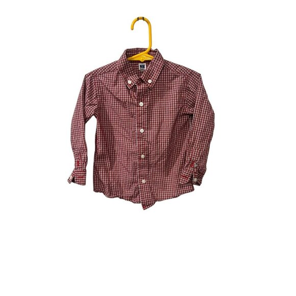 Janie & Jack Red & White Checkered Boys Button-Up Long Sleeve Shirt Size 2T - Picture 1 of 6